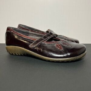 Womens NAOT Nau Mai Brown Patent Leather Slip On Loafers / Size 6 - EU 37